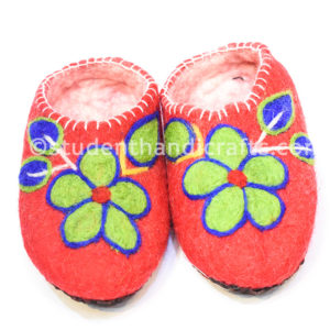 Felt Flower Red Woolen Shoes | Felt Products | Handmade in Nepal