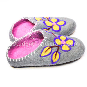 Felt Mustard Flower Woolen Shoes | Felt Products | Handmade in Nepal