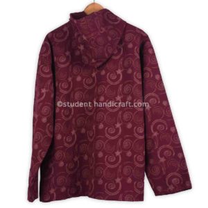 Cotton Printed Red Hood | Kurtha | Handmade in Nepal