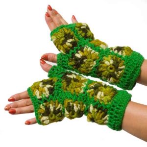 Flower Green Woolen Hand Knitter | Accessories and Decorations | Handmade in Nepal