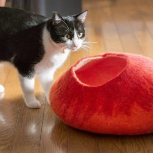 Orange Felt Cat Cave | Felt Products | Handmade in Nepal