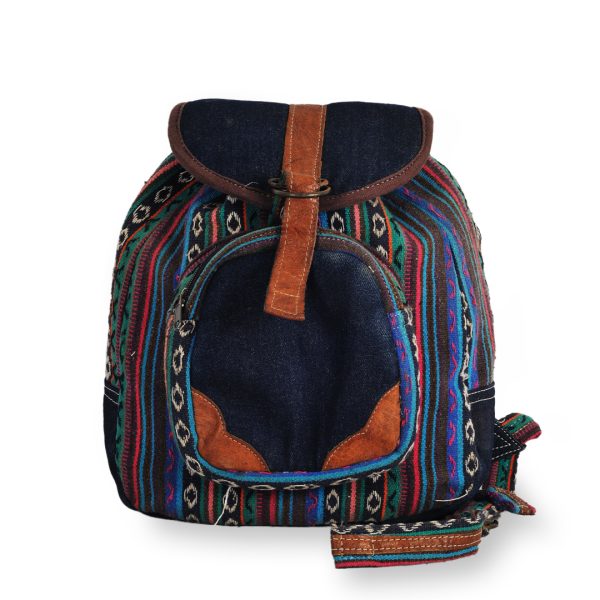 Cotton Gheri handmade leather Denim Backpack