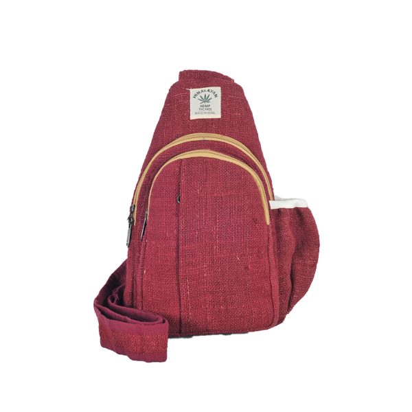 100% Hemp Crossbody Bag, Maroon