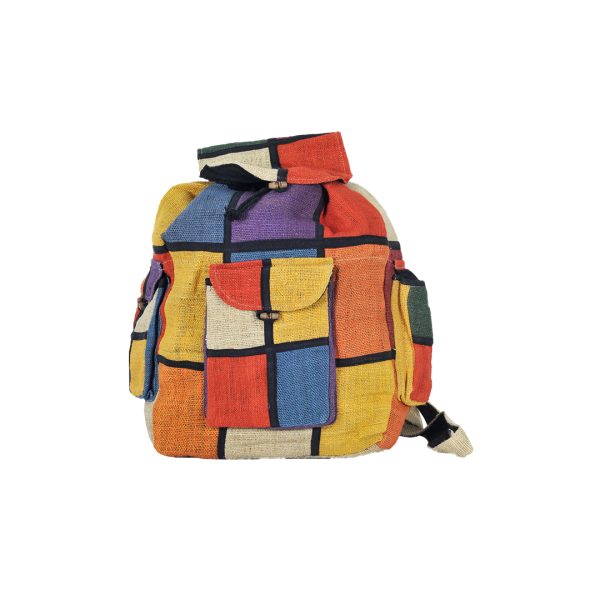 100% Hemp Patchwork 3 Pocket Backpack