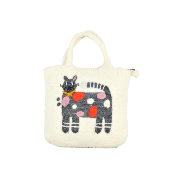 Polka Dot Cat Felt Bag