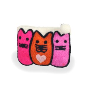 Trio of Cats Felt Purse, White | Felt Bags | Handmade in Nepal