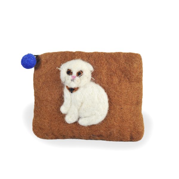 Cute Kitten Felt Purse, Brown