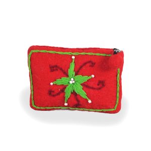 Star-Flower Felt Purse, Red | Felt Bags | Handmade in Nepal