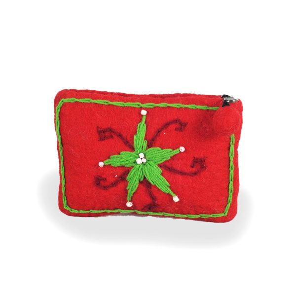 Star-Flower Felt Purse, Red