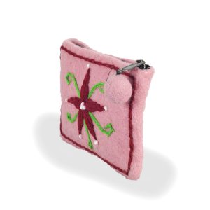Star-Flower Felt Purse, Pink | Felt Bags | Handmade in Nepal