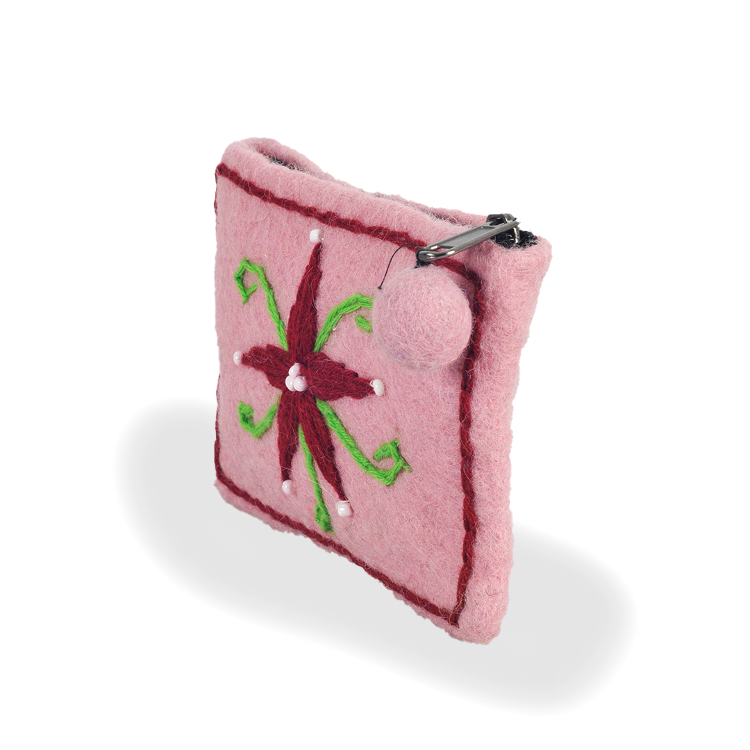 Star-Flower Felt Purse, Pink