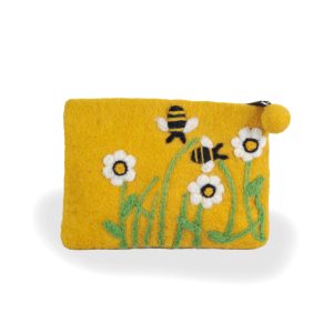 Bee Felt Purse, Yellow | Felt Bags | Handmade in Nepal