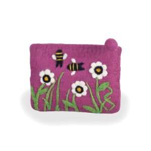 Bee Felt Purse, Pink | Felt Bags | Handmade in Nepal