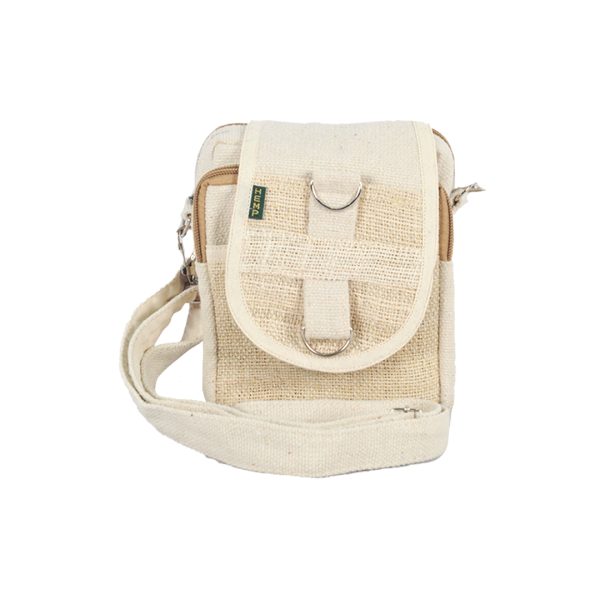 All White Hemp/Cotton Passport Bag