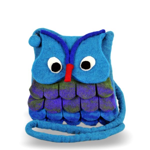 Owl Blue Felt Bag
